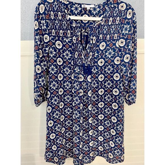 DR2 Blue Multipattern 3/4 Sleeve Tunic - Picture 2 of 7